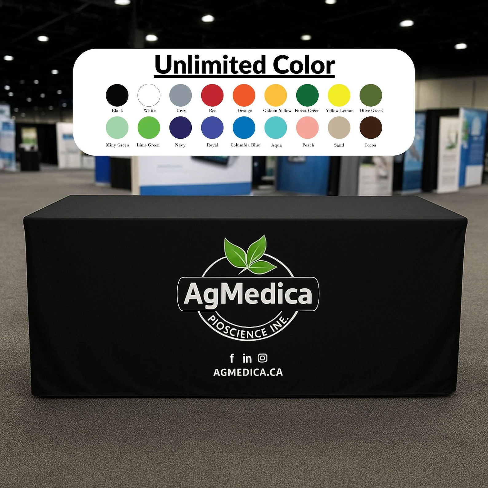 Custom Fitted Tablecloth for Trade Show