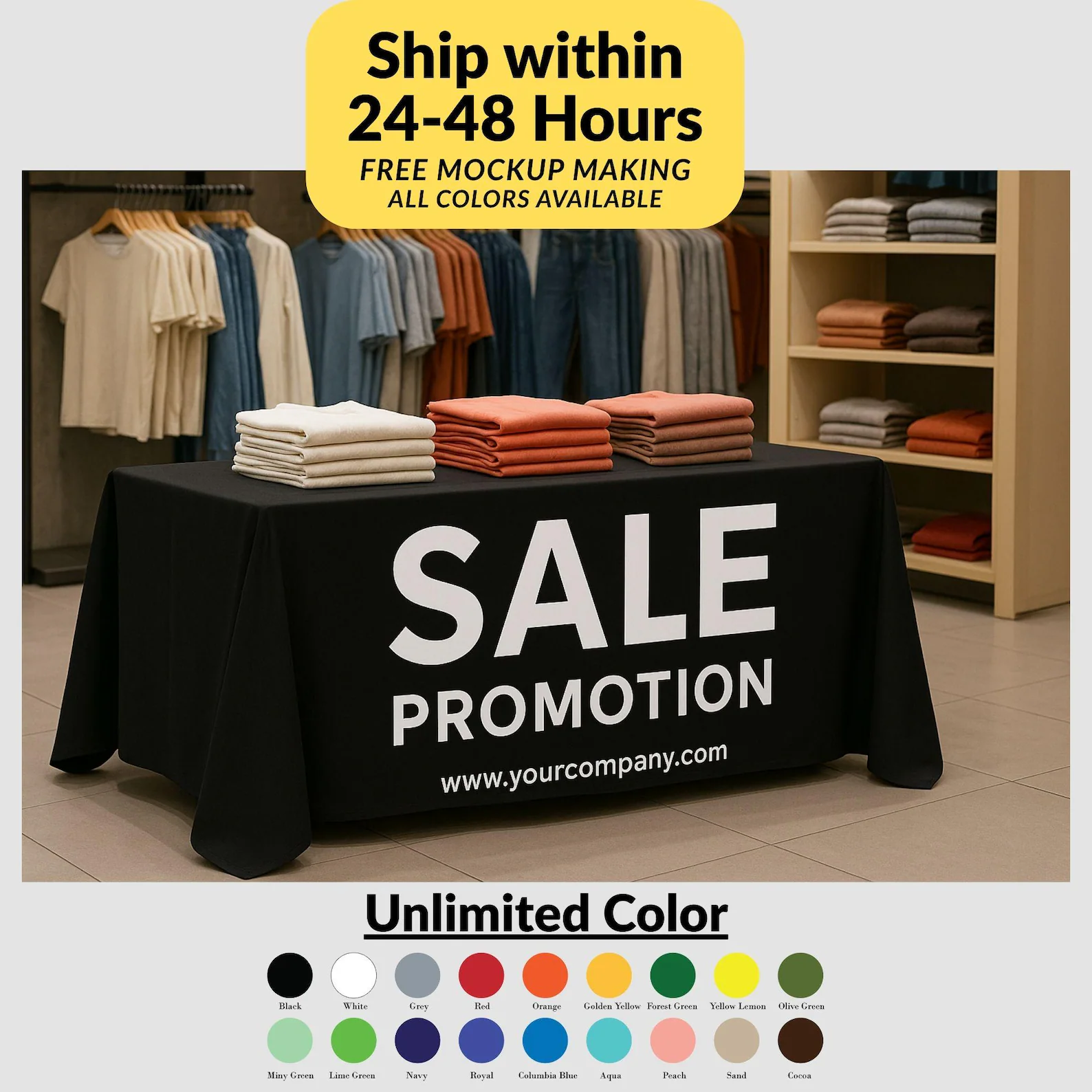 Custom Table Throw for Retail Displays Custom Table Throw for Retail Displays