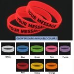 Custom Glow in Dark Silicone Wristbands Available Colors